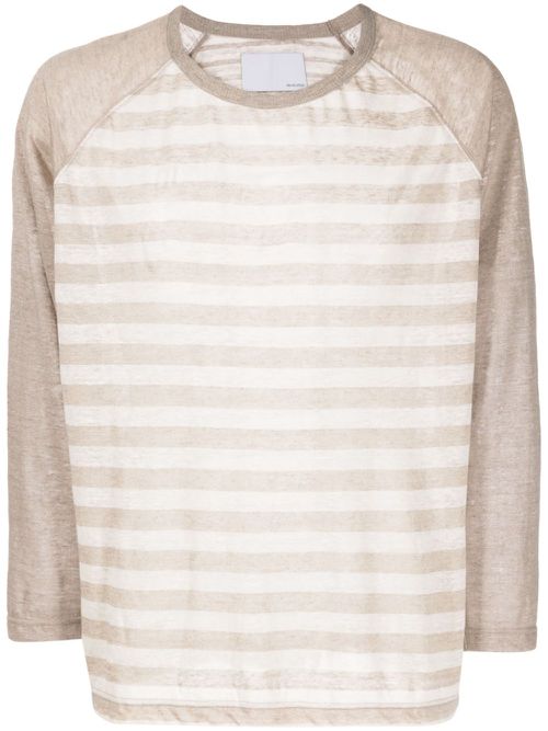 Striped linen jumper - Brown