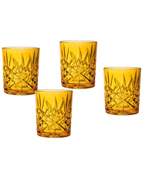 Dublin Acrylic Butterscotch Double Old Fashion Glasses (Set Of 4)