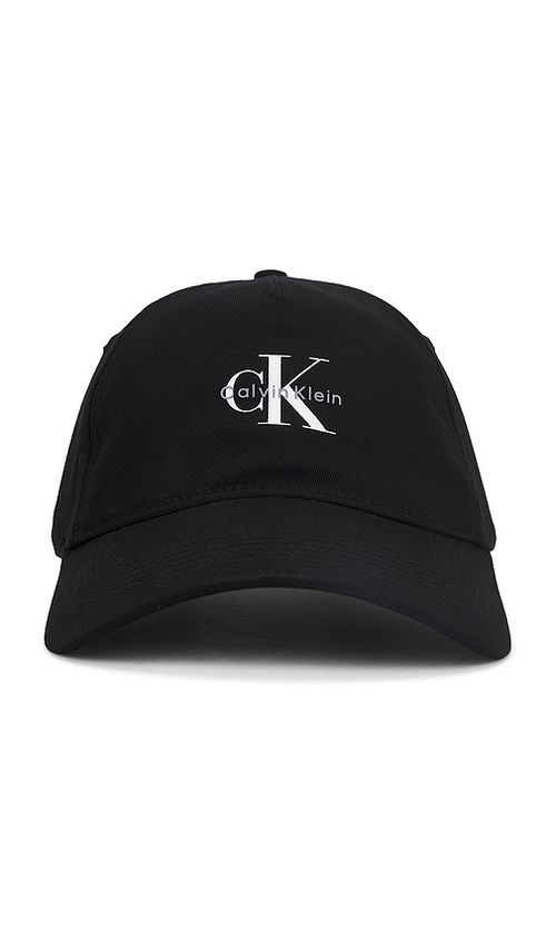 Calvin Klein Monologo Printed Baseball Cap in Black