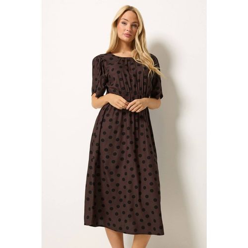M&Co Women's Tulip Sleeve Dress in Dark Brown