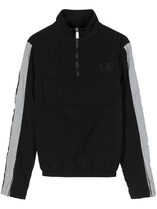 Logo-embroidered half-zip jacket - Black