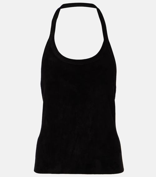 Cherry halterneck suede top