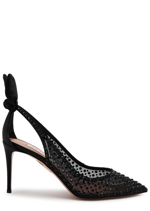 Aquazzura Bow Tie 85 Crystal-embellished Tulle Pumps