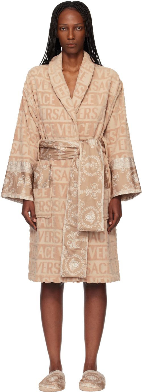 Beige 'I Heart Baroque' Bathrobe