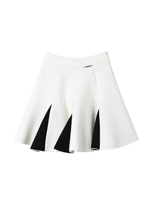 Two-tone scuba skirt - White
