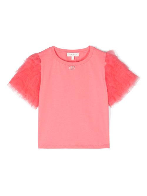 Ruffle-detail T-shirt - Pink