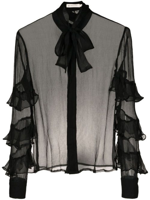 Adrian ruffle-detail shirt - Black