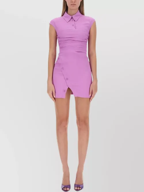 Moschino - draped dress button cap ruched silhouette