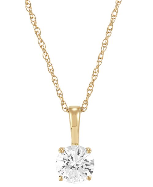 Birthstone Pendant in 14k Gold or 14k White Gold - White Sapphire