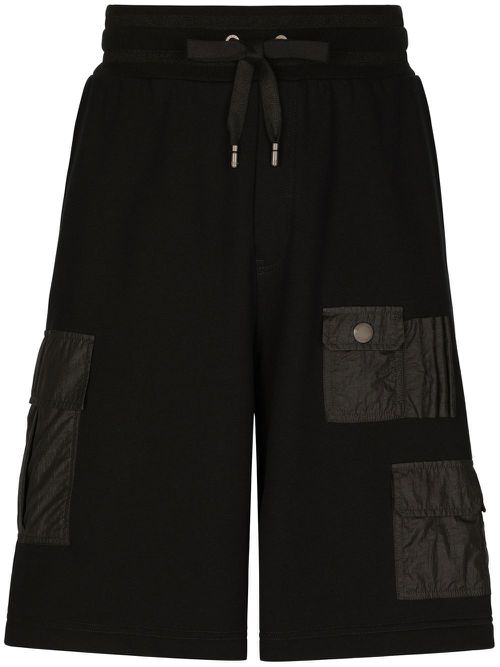 Multi-pocket drawstring Bermuda shorts - Black