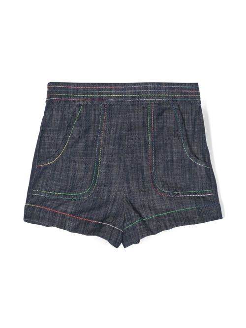 Alight rainbow-stitch denim shorts - Blue