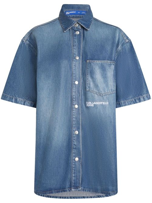 Logo-embroidered shirt - Blue
