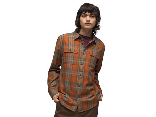 Edgewater Shirt Mens Orange Plaid Long Sleeve Button-Up Slim Fit GBO52