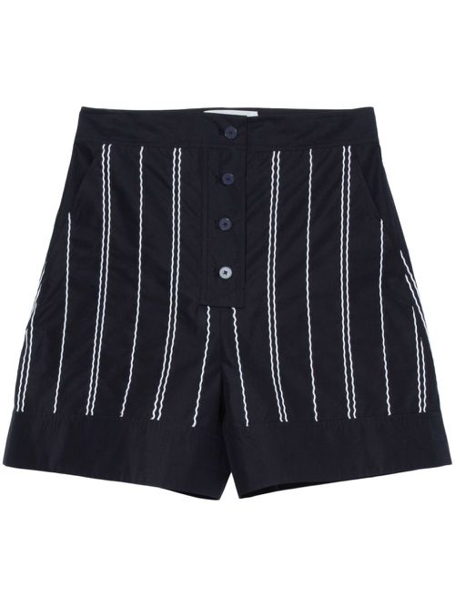 Wave-stitching thigh-length shorts - Blue