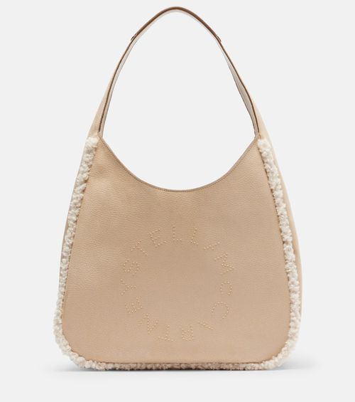 Teddy-trimmed shoulder bag