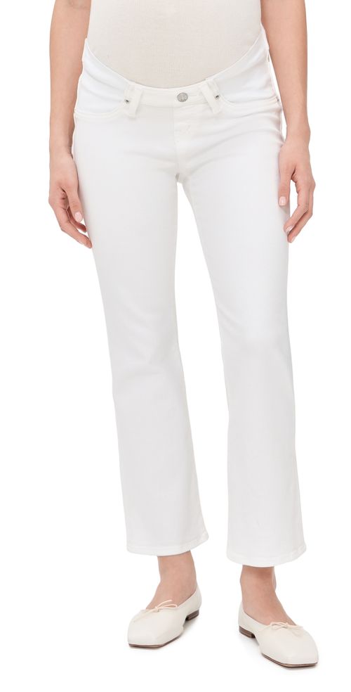 Maternity Stretch Flare Crop Jeans Tile White
