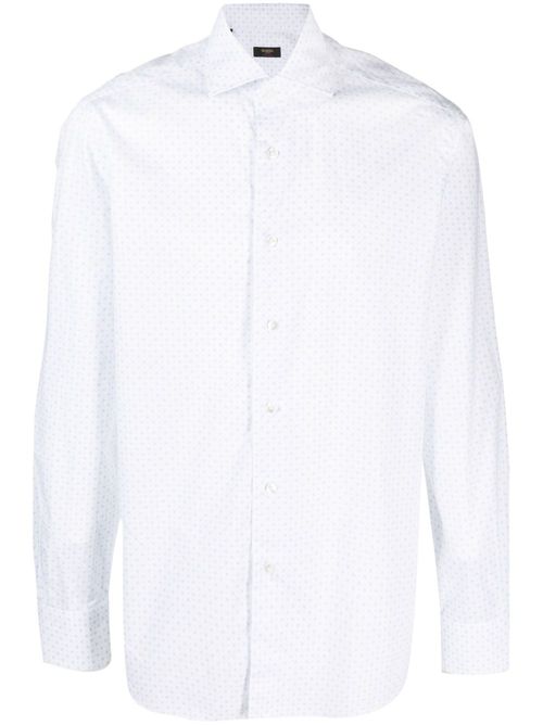 Spread-collar cotton shirt - White