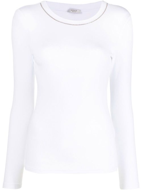 Long-sleeved jersey-knit top - White