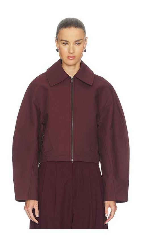 EAVES Karlie Cocoon Sleeve Jacket in Burgundy. XXS. Also in XS, S, M