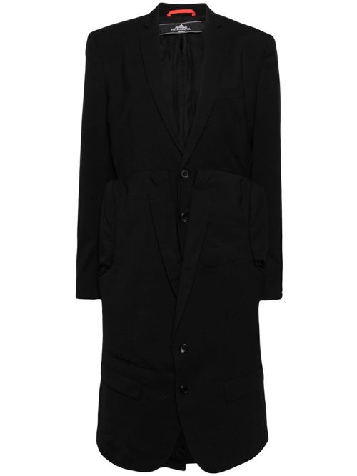 Panelled single-breasted coat - Black
