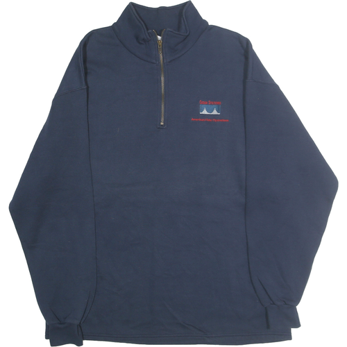 LEE Mens Navy Blue Half Zip Sweatshirt L Corporate Logo Casual Pullover