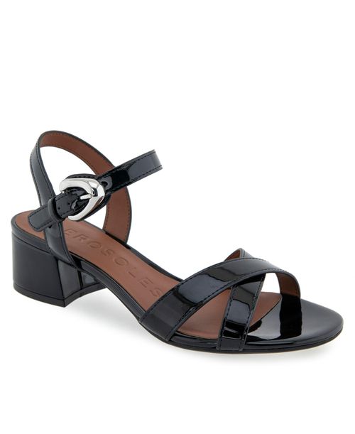 Women's Cinzia Round Toe Dress Sandals - Black Patent Faux Leather