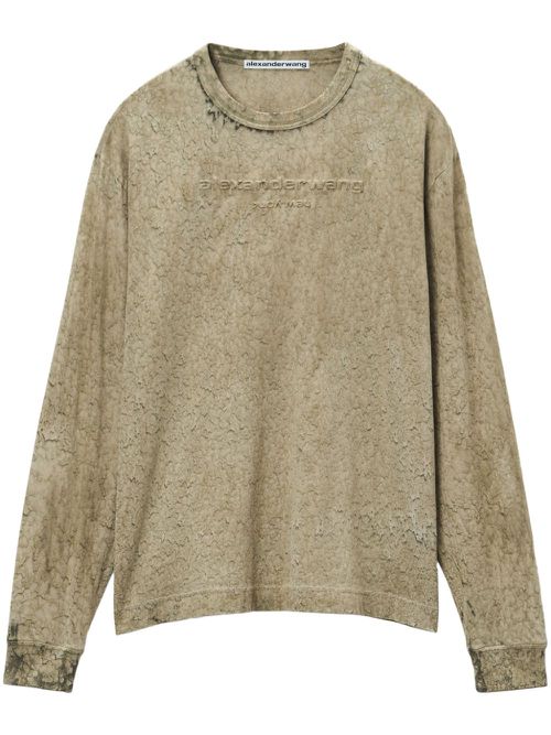 Logo-embossed tie-dye T-shirt - Neutrals