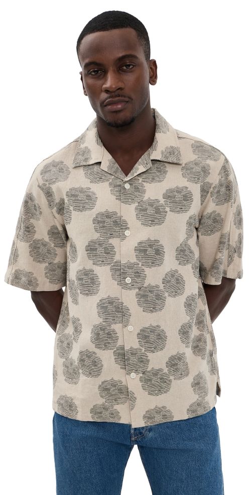 Ole Printed Linen Shirt Oatmeal