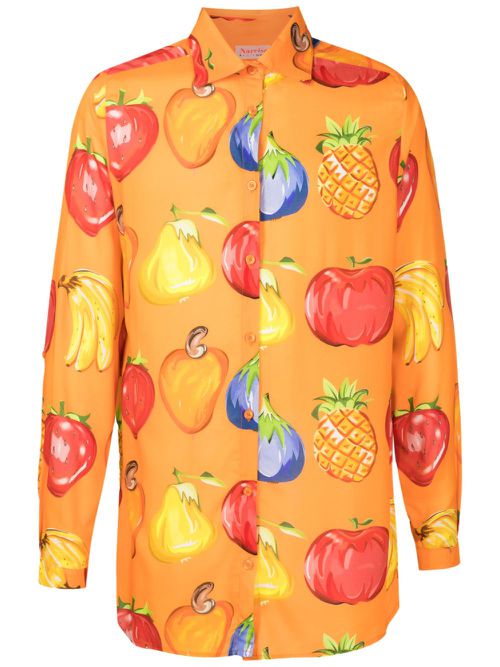 Fruit-print button-up shirt - Orange