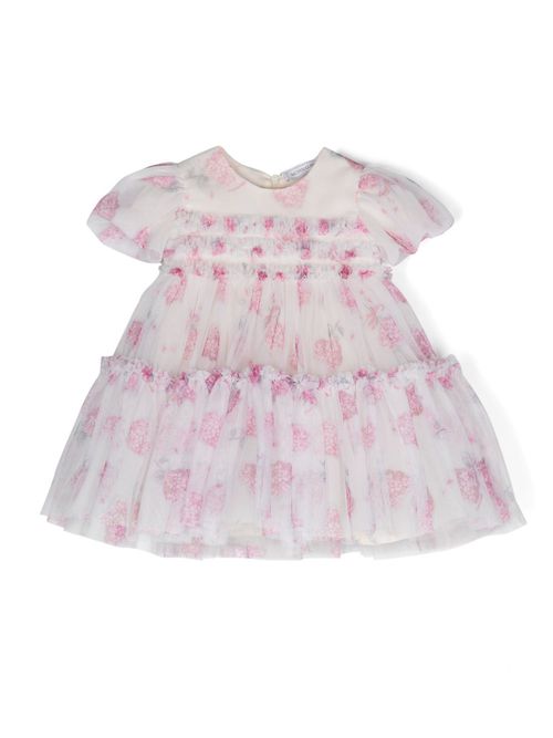Floral-print tulle dress - White
