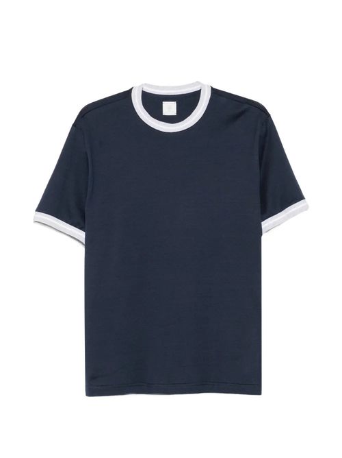 Contrast-Trim Crew Neck T-Shirt — Navy