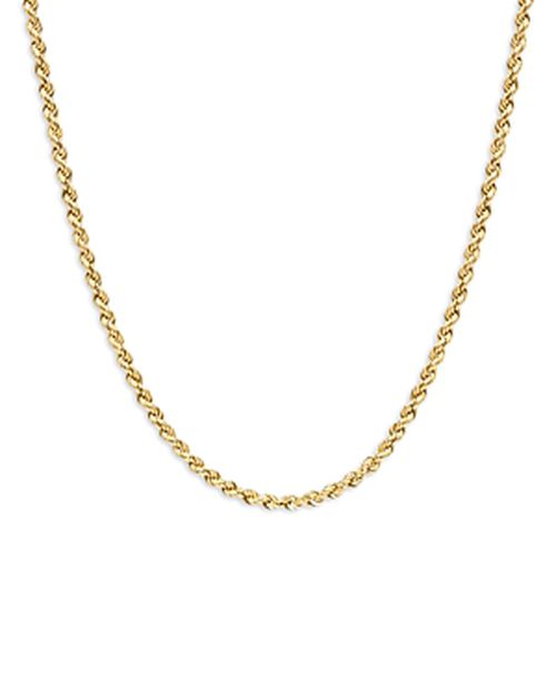 14K Yellow Gold Heavy Metal Rope Link Chain Necklace, 16
