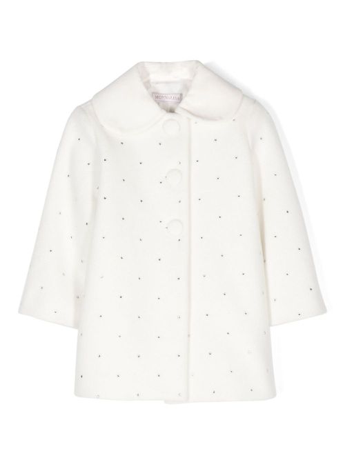Rhinestone-embellished felted coat - White