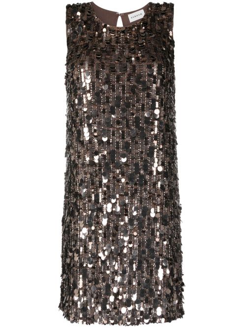 Sequined sleeveless dress - Brown