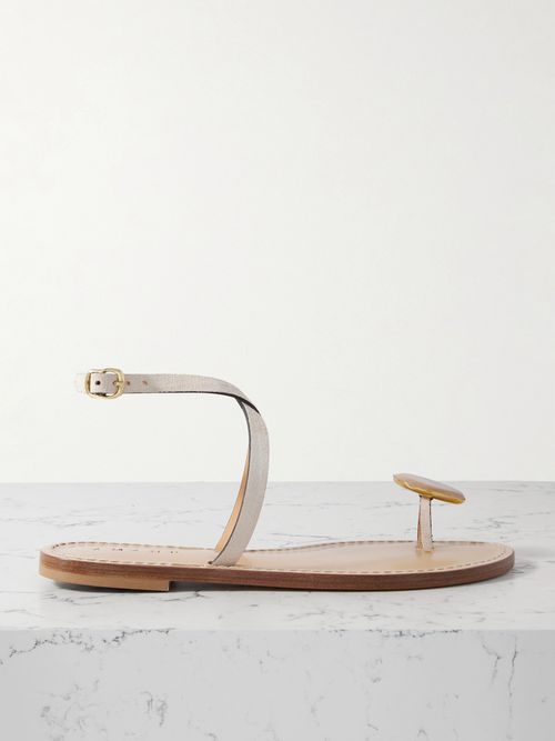 The Kigali Embellished Suede Sandals - Neutrals