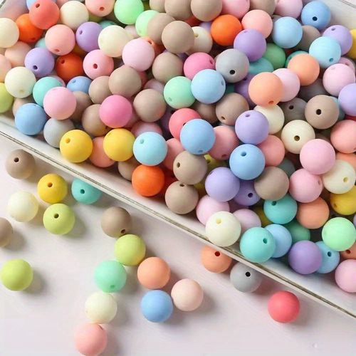 TEMU 500pcs Matte Acrylic Round Beads, Frosted Round Acrylic Balls Beads For Necklace And Bracelet Making, Crafting Supplie
