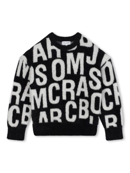 Intarsia-knit logo jumper - Black
