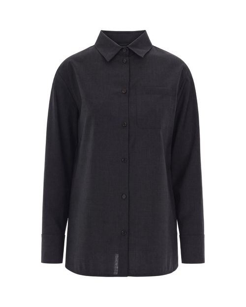 Compact Virgin Wool Shirt Jacket — Gray