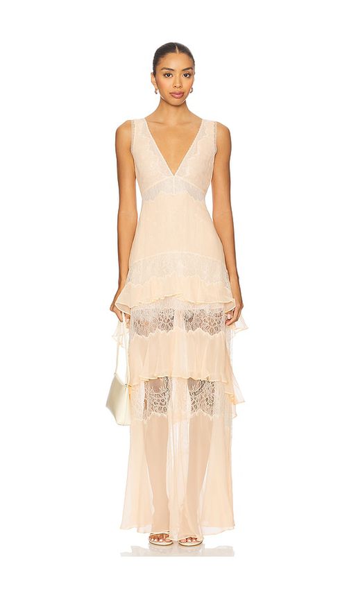 LoveShackFancy Callista Dress in Lingerie Peche - Blush. 0 also in