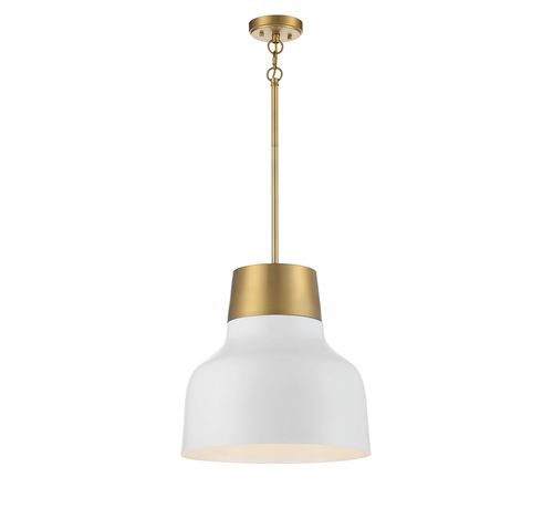 Trade Winds Lyra 1-Light Pendant in White with Natural Brass - TW72115WHNB