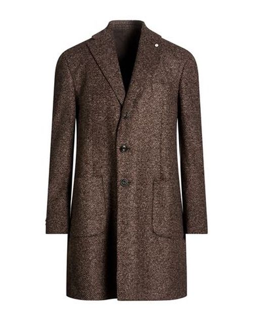L. b.m. 1911 Man Coat Dark brown Size 44 Polyester, Acrylic, Virgin Wool