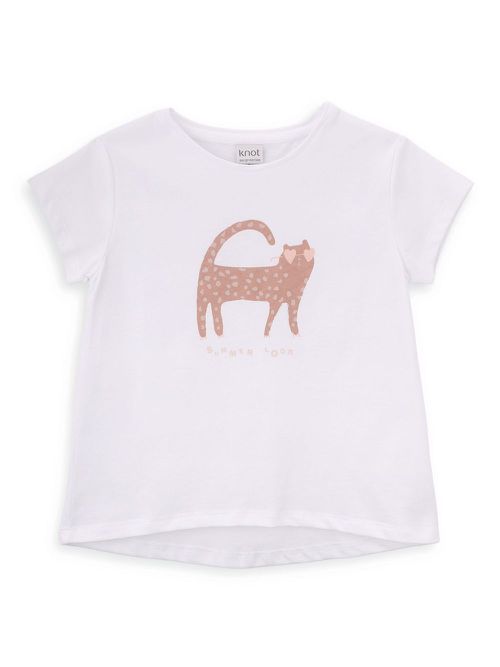 Cat-print cotton T-shirt - White
