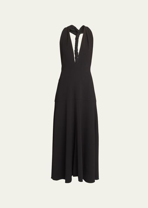 Matte Viscose Crepe Twist-Back Maxi Dress
