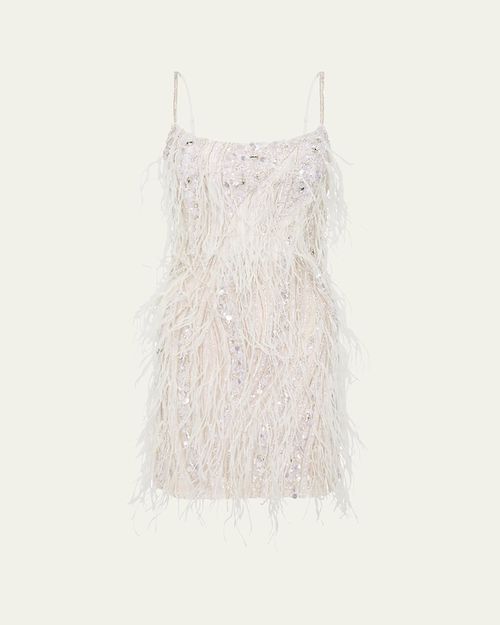 Cynthia Sequined Mini Feathered Dress