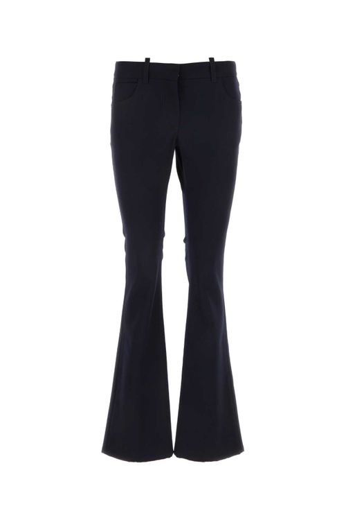Virgin Wool Flared Trousers — Blue
