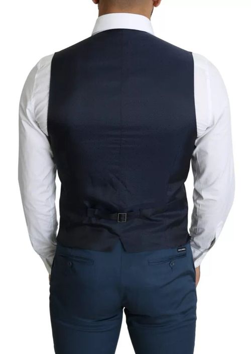 Single-Breasted Cotton Vest — Navy