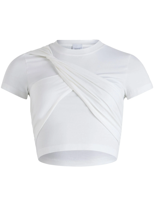 White Draped Cropped Cotton T-shirt