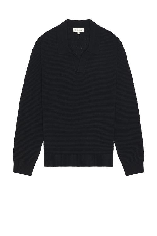 FRAME Textured Wool Cashmere Sweater in Navy