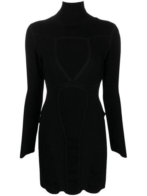 Roll-neck cut-out minidress - Black