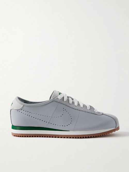 Cortez Decon Suede-trimmed Perforated Leather Sneakers - Gray